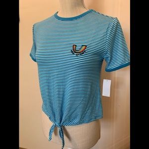💛 (5/$25) NWT Cropped Striped Rainbow Tee